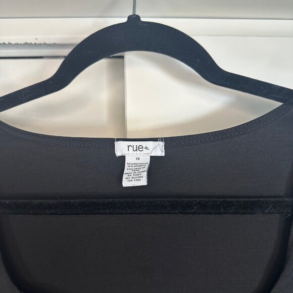 Square Neck Long-sleeve Black Bodysuit 1X - Picture 4 of 9